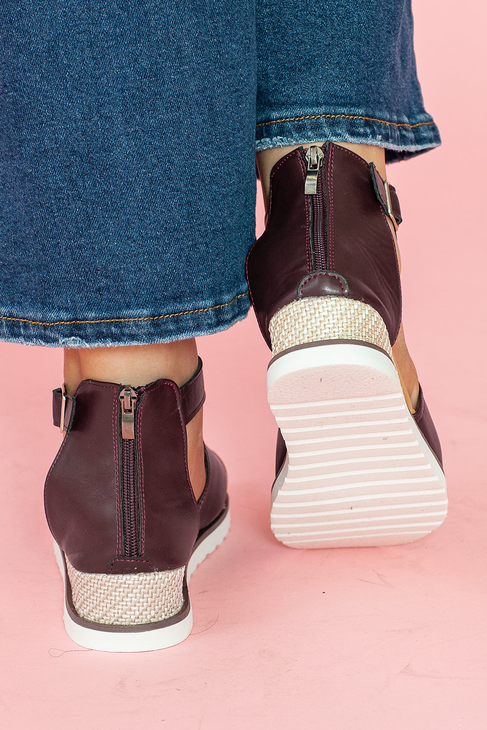Casual PU Cutout Buckle Strap Platform Sandals