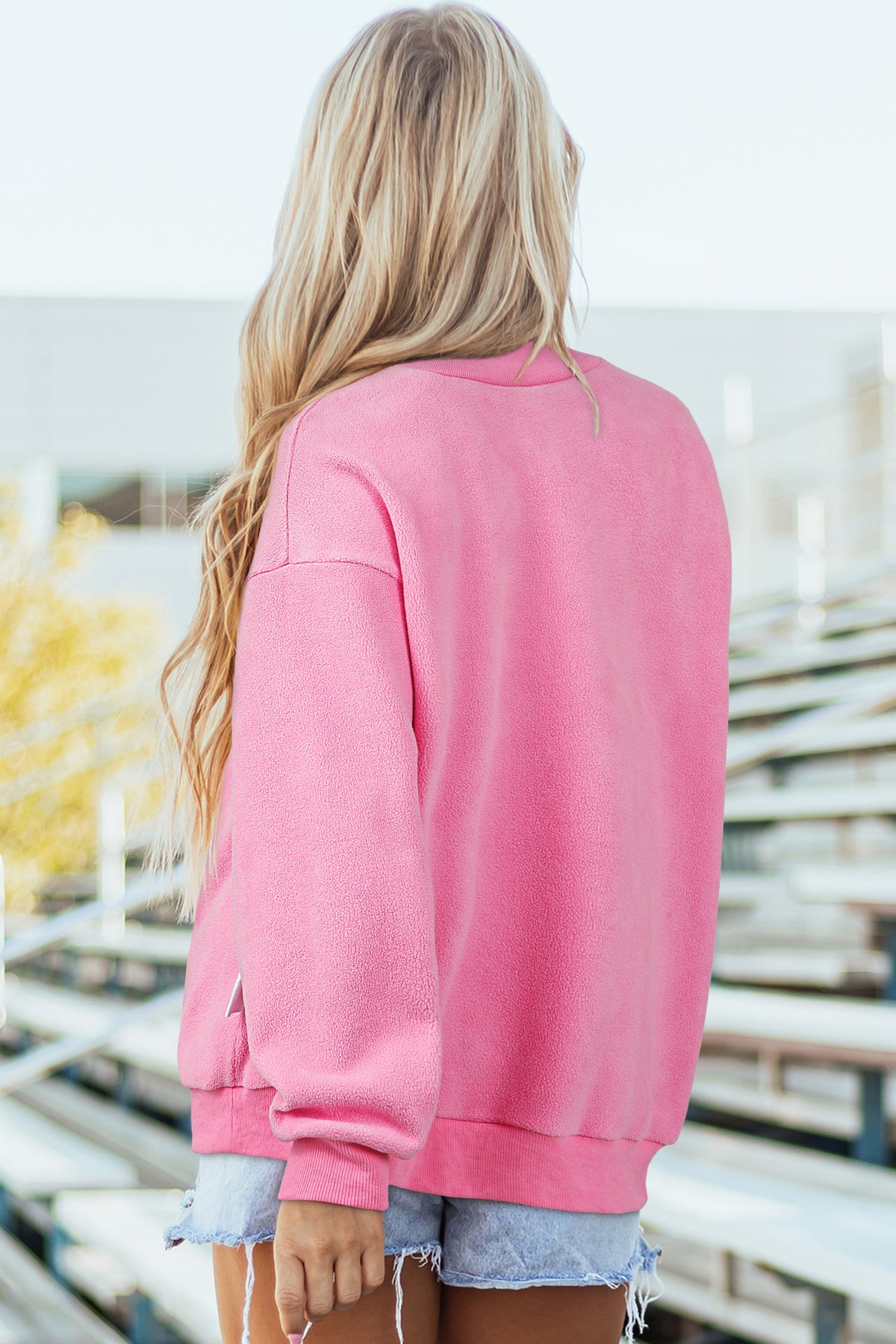 Black Oversize Drop Shoulder Reversible Mock Neck Sweatshirt