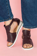 Casual PU Cutout Buckle Strap Platform Sandals