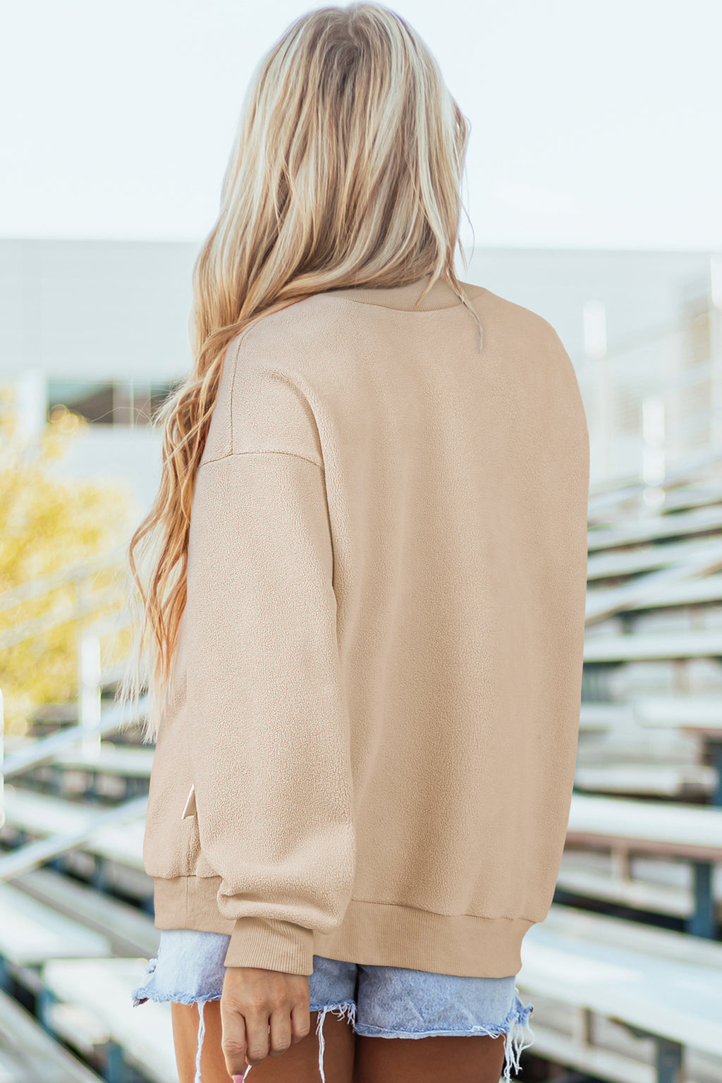 Black Oversize Drop Shoulder Reversible Mock Neck Sweatshirt